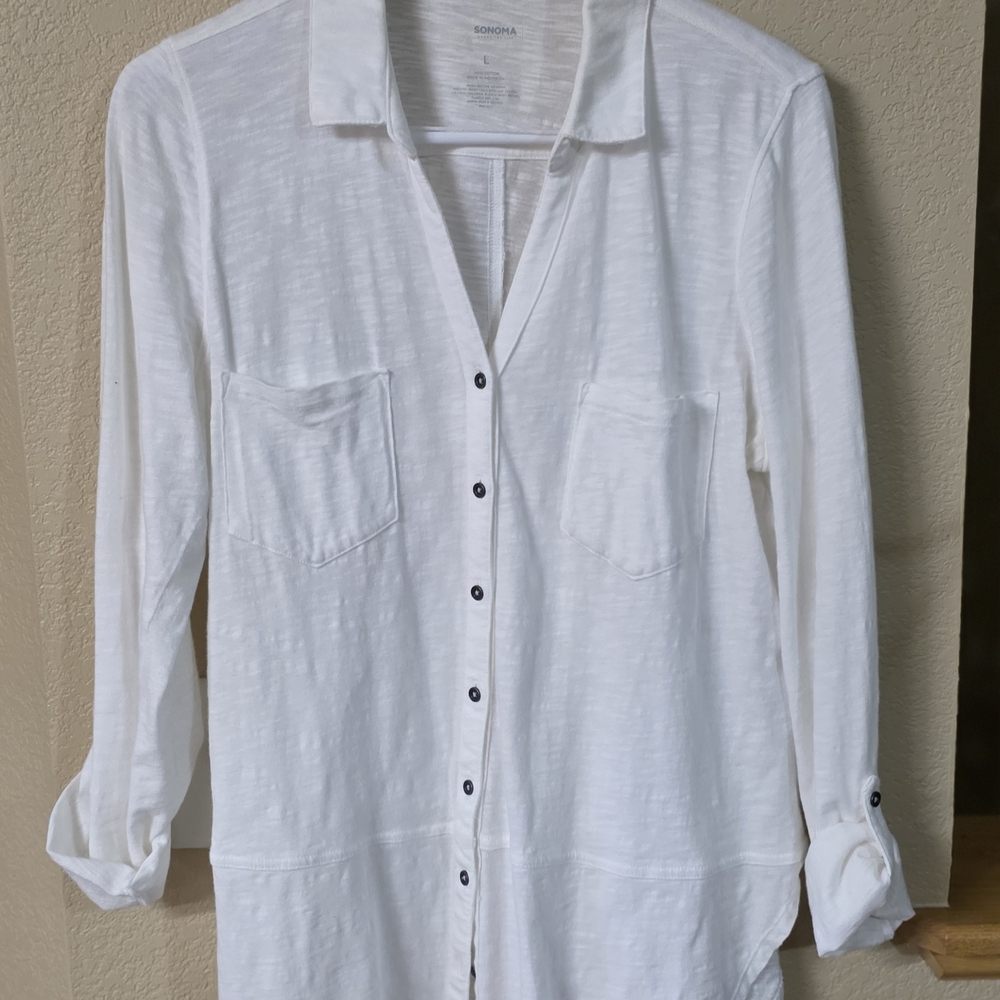Sonoma Lightweight White Button-Front Shirt